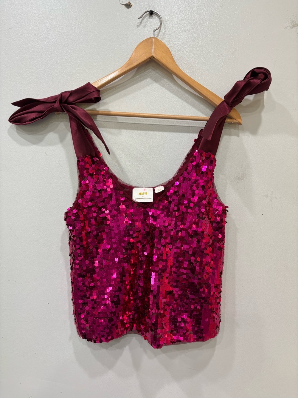 Maeve Anthropologie Sequins Tie Shoulder Tank Top Women’s Size SP